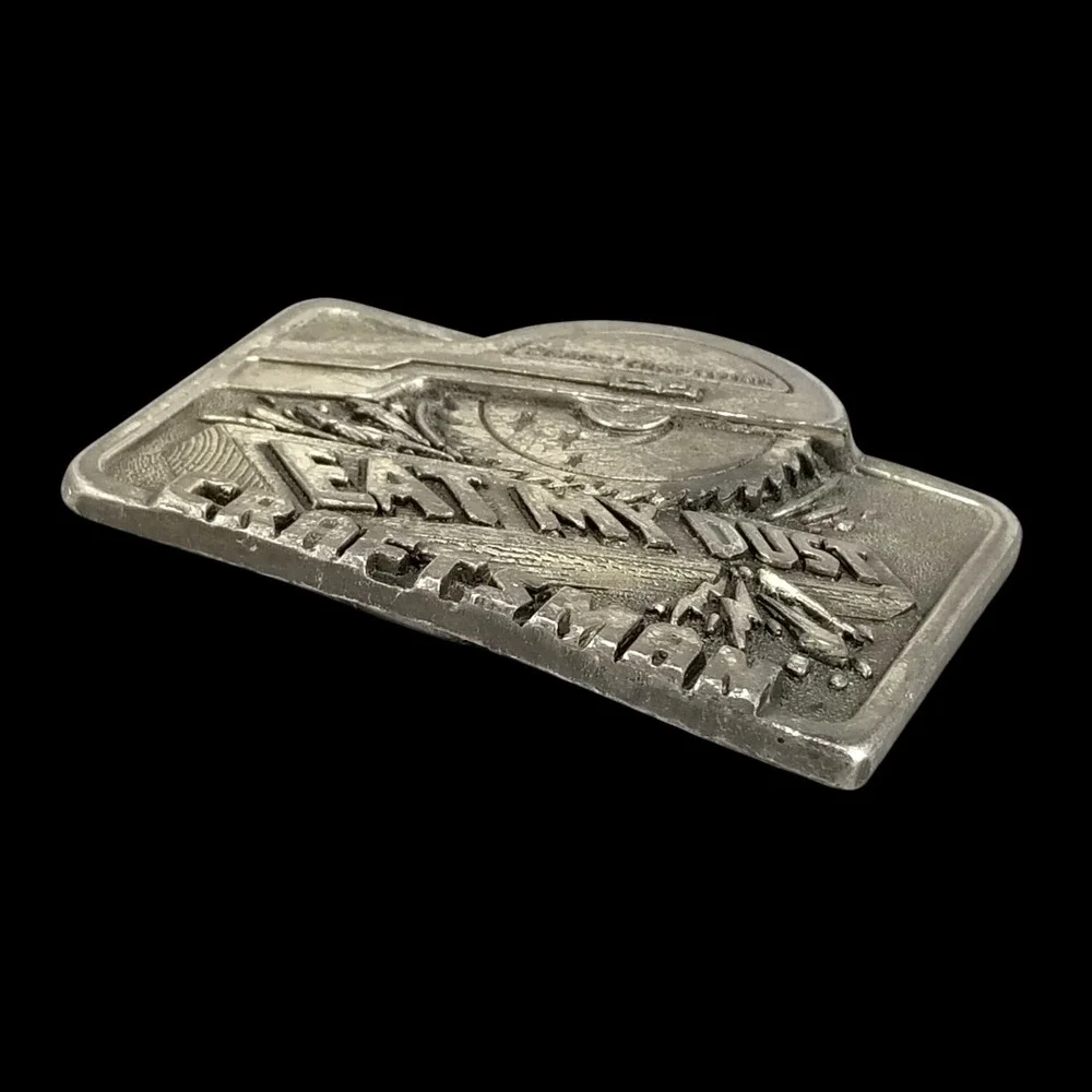 1995 Craftsman Eat My Dust‎ Belt Buckle Sears Circular Saw Pewter USA Made